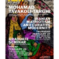 Mohamad Tavakoli-Targhi, Iranian Matriotism and Curative Modernity poster with images of women in colorful head coverings