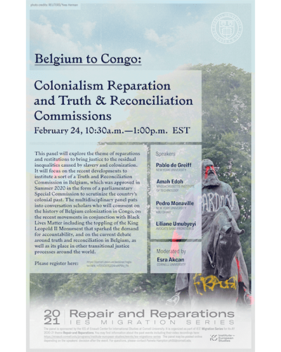 IES Migrations Series Belgium to Congo: Colonialism Reparation and Truth & Reconciliation Commissions; Feb. 24, 10:30am EST