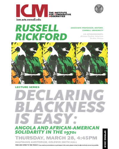 Russell Rickford poster Declaring Blackness is Easy: Angola and African American Solidarity in the 1970s