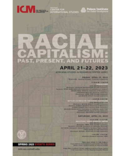 Racial Capitalism poster with Image of redlined Chicago neighborhoods