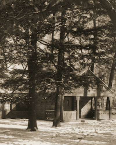 Archival image of Toboggan Lodge on Beebe Lake