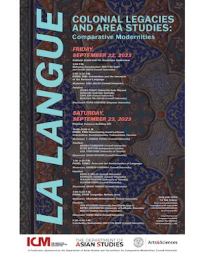 La Langue, Colonial Legacie and Area Studies:  Comparative Modernities poster image with speaker information