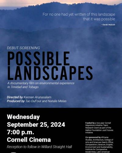 Possible Landscapes debut screening poster with misty mountain image