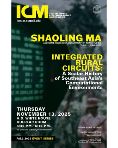 Shaoling Ma, "Integrated Rural Circuits:  A Scalar History of Southeast Asia's Computational Environments" poster image blurred computer screen
